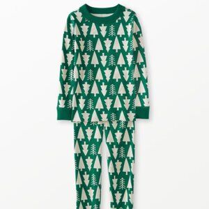 Hanna Andersson Holiday HannaJams Long John Pajama Set (Winter Green) Size 110 5